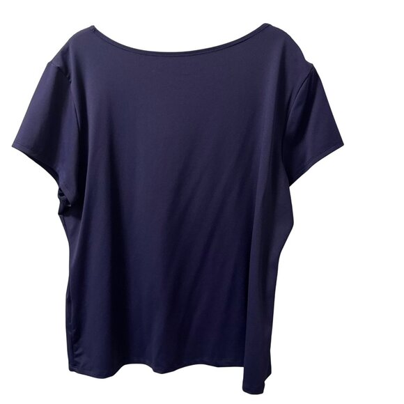 Ruby Rd. Tee Sz XL Navy Blue Short Sleeve Top Nylon/Spandex Blend - Picture 11 of 11